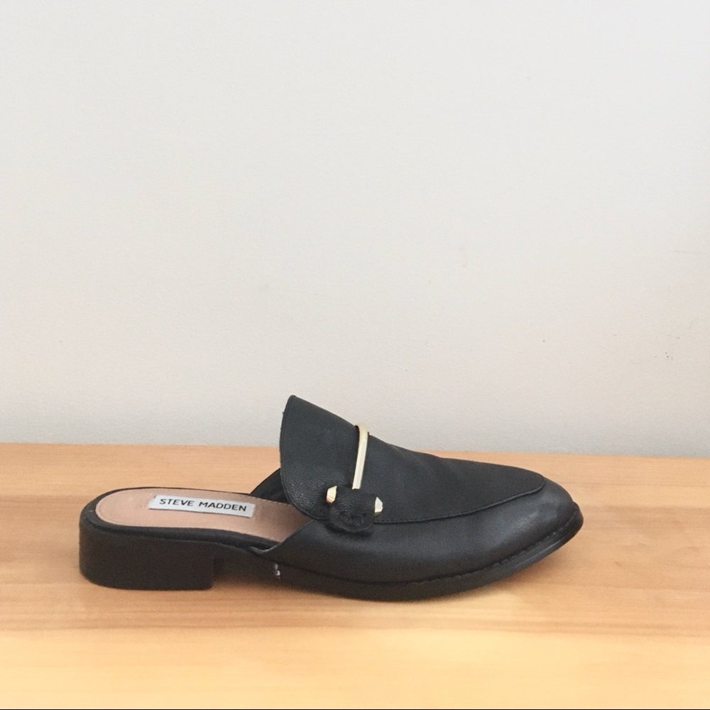 New Backless Loafer | Black + Gold | Steve Madden